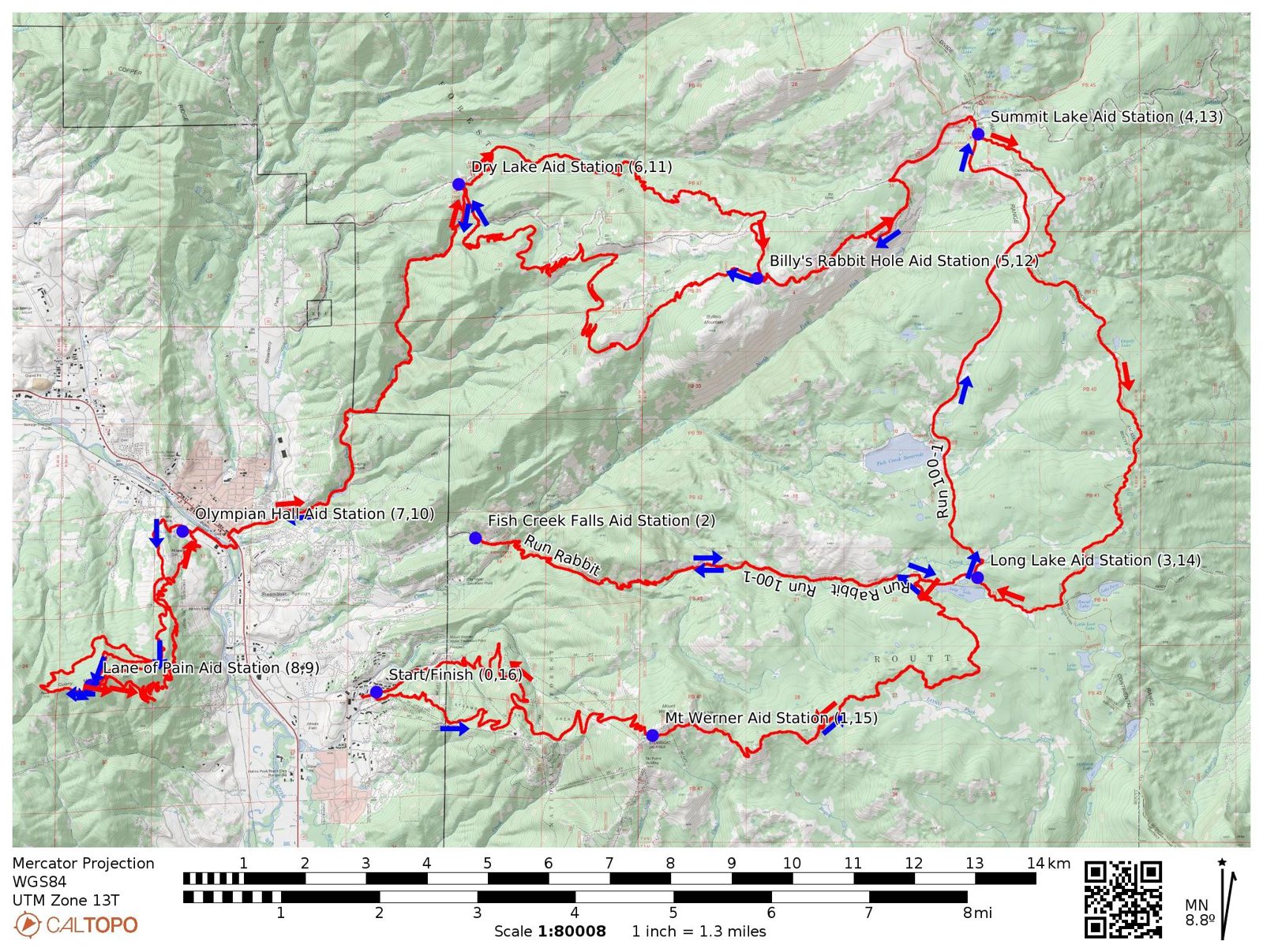 Official Run Rabbit Run 100 course map